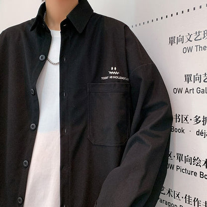 New Men's Casual Shirts Long Sleeve Oversized Vintage Graphic Male Blouses Tops Fashion Spring Clothing