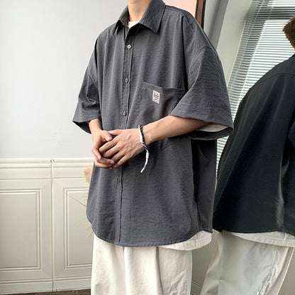 Men's Corduroy Long Sleeve Shirts Autumn Korean Shirt Unisex Fashion Casual Oversize Shirt Printed Clothing