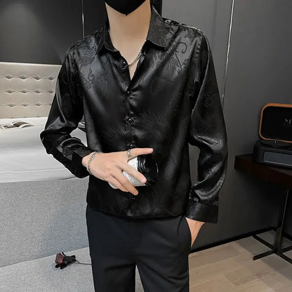 saferido Korean Fashion Casual Loose Solid Shirts Temperament Man Simplicity Turn-down Collar Handsome Spring Summer Thin Men's Clothing