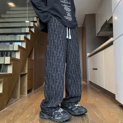 saferido Corduroy Casual Pants For Men Autumn Style American Fit Loose Fit Leg Sweatpants Personality trend Straight Leg Pants