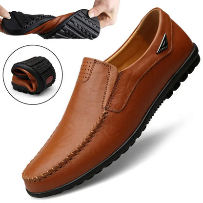 saferido Genuine Leather Men Casual Shoes Luxury Brand Mens Loafers Moccasins Breathable Slip on Black Driving Shoes Plus Size 37-47