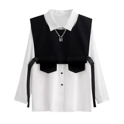Men's Sets Black Cargo Pants Men's Shirt Kit Long Sleeve Shirts Korean Streetwear Hip Hop Harajuku Spring