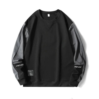 Men's Round Neck Sweatshirts Patchwork Oversized Men Hoodies Spring Autumn Streetwear Hip Hop Casual Top For Man Sportswear