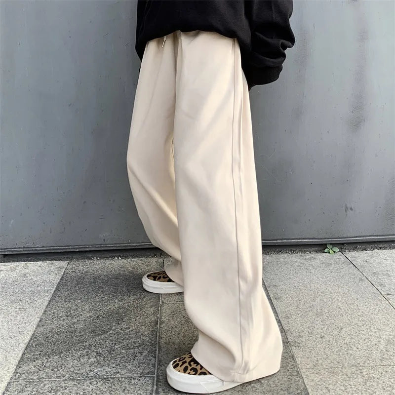 saferido Baggy Men Wide Leg Pants Korean Spring Autumn Solid Color Straight Overalls Casual Trousers Man Bottoms Y2k Clothes