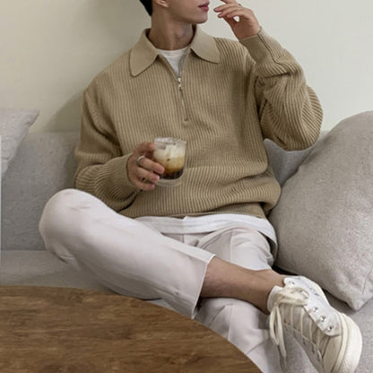 Korean Fashion Men Sweaters Chic Luxury Pullover Tops Mens Autumn Winter Vintage Loose Long Sleeve Kintted Sweater Streetwear