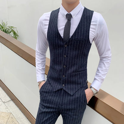 saferido Brand Clothing New Men's Suit Vest Dress Male Sleeveless Business Single Buckle Waistcoat Spring Autumn Plus Size S-4XL