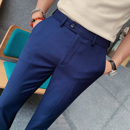 saferido Spring and Summer New Suit Pants Nine Minutes Pants Korean Slim Men's Business Casual Pants Men's Trousers Men Trousers 36