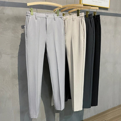 saferido Spring Summer Men Thin Suit Pants Korean Fashion Business Office Streetwear Male Clothing Casual Loose Solid Straight Trousers