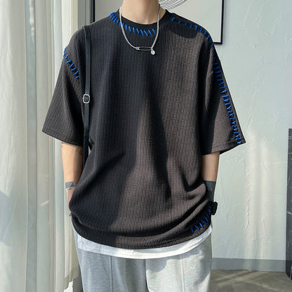 Men Summer Quality T Shirts Manual Suture Harajuku Casual Tshirt For Male  Neutral Oversize Tees Short Sleeve Tops