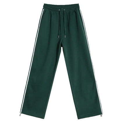 saferido 2024 Summer Men's Contract Color Striped Sweatpants New Korean Style Elastic Waist Wide Leg Pants Fashion Male Trousers