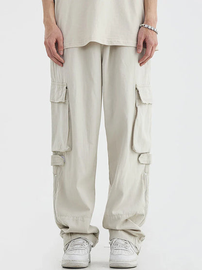 saferido Black Cargo Pants for Men Hip Hop White Cargo Trousers Male Vintage Japanese Streetwear Casual Safari Style Pocket Zip