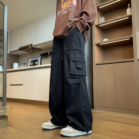 Streetwear Spring Summer Casual Men Trousers Solid Color Harajuku Lightweight Cargo Pants Fashion Straight Men's Pants