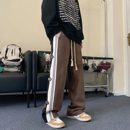 saferido Draped Trousers Straight Sweatpants for Men Autumn and Winter Striped Korean Popular Clothes Big Size Harajuku Man Sports Pants