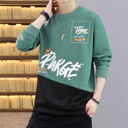 Hip Hop Sweatshirt Men Fashion Clothing Casual Hoodie No Hood Patchwork Japan Style Harajuku Sweatshirt Tops Pullovers