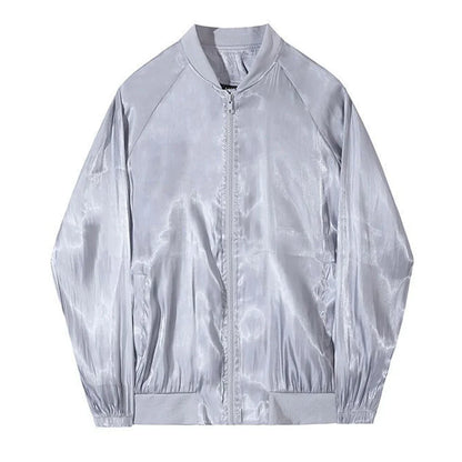 saferido Mens Casual Satin Jacket Genderless 2024 Spring Summer New Fashion Thin Breathable Simple Soft Solid Color Jacket Unisex