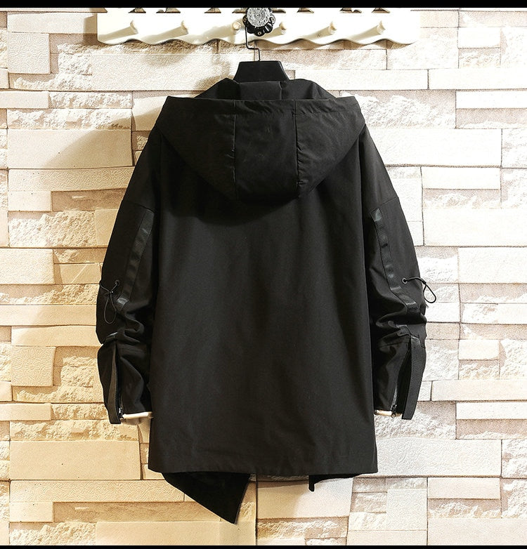 Men Windbreaker Hooded Cargo Jacket Mens Autum Winter Pocket 5XL Jacket Male Casual Streetwear Jacket Coats Gothic Hiphop