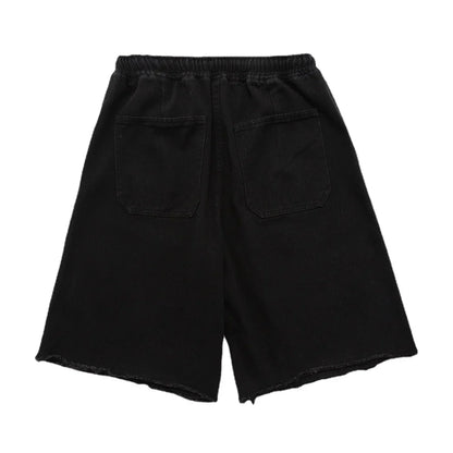 saferido American street creative denim shorts men's and women's retro hip-hop loose five-point pants