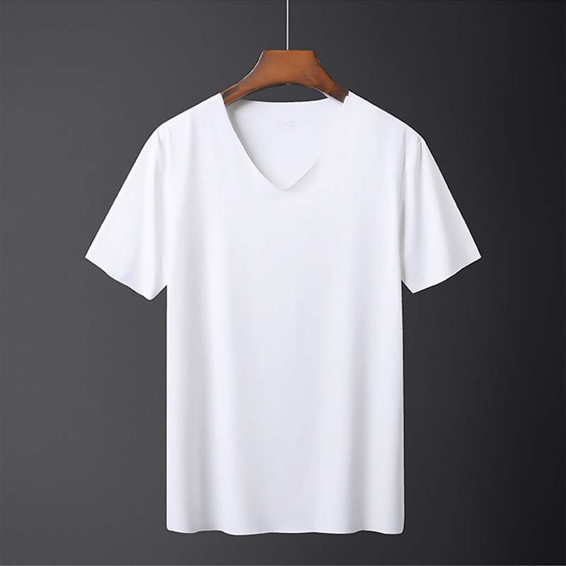 New Men's Sexy Ice Silk T-Shirts Solid Color Male Transparent Quick-dry Bodybuilding V-neck Short Sleeves Thin t shirt Tops Plus