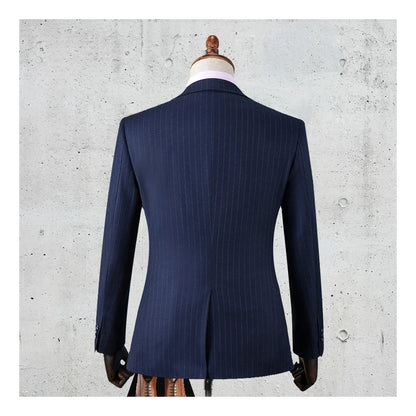 saferido  Premium Suit British Striped for Men's Business Formal Dress, Wedding, and Groom, Slim-fit Coat Vest & Pants