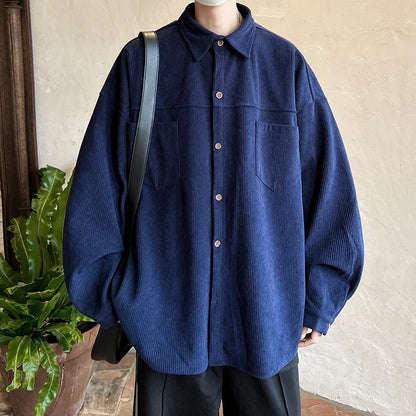 saferido Fashion Lapel Button All-match Solid Shirts Coats Men's Clothing 2024 Spring New Loose Casual Long Sleeve Tops Korean Shirt