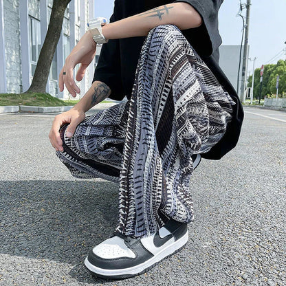 saferido Mopping Casual Pants Mens Spring Summer Oversize Fashion Sports Trousers Printed Loose Pants Straight Wide Leg Sweatpants S-5XL