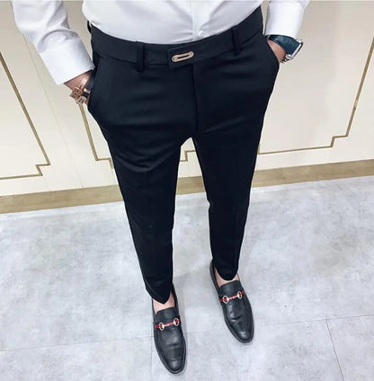 saferido  Men Gray Business Suit Pant Casual Formal Mens Dress Pants Spring Spring Pantalon Costume Slim Fit Suit Trousers 36