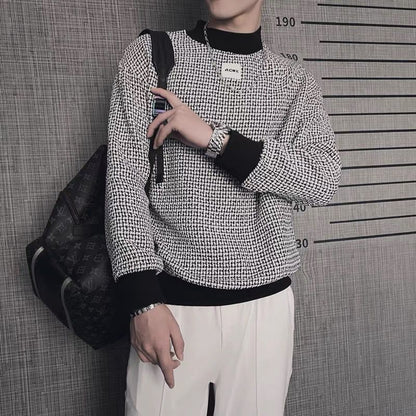 Spring Autumn Korean Casual Slim Basic Sweatshirt Man Long Sleeve Half High Collar Trendy Male Pullovers Tops Streetwear Clothes