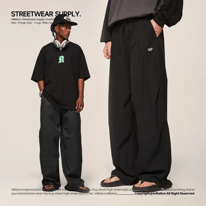 saferido Parachute Wide Leg Pants Men Baggy Trousers Male Joggers Sweatpants Oversized Loose Casual Sports Streetwear Hip Hop