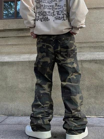 Straight Camouflage Cargo Long Pants For Men Casual Zipper Full Trousers Man Summer Autumn New Fashion Men's Clothing