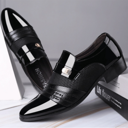 saferido Former Men Shoe Black Leather Shoes for Men Luxury Plus Size Party Office Business Casual Shoes Loafers