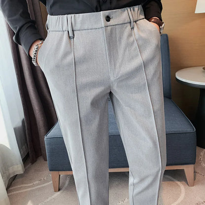 saferido  Korean Style Men Spring High Quality Leisure Pants/Male Slim Fit Fashion Solid Color Office Dress Trousers Plus size 29-36