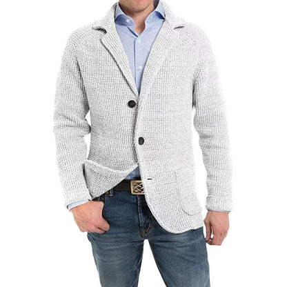 British Style Mens Clothing Knit Cardigan Autumn Winter Fashion Single Breasted Black Stand Collar Knit Sweater Coats Men