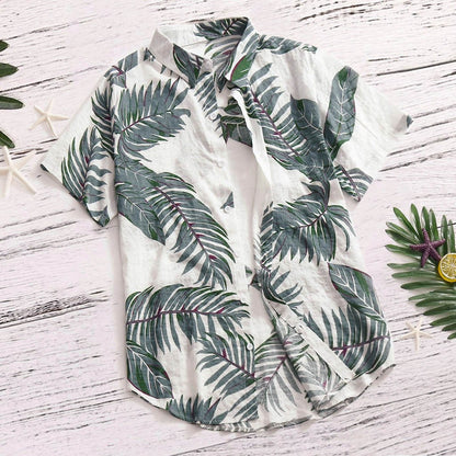 Hawaiian Shirts Red Tropical Shirts Floral Men  Tops Summer Casual Short Sleeve Button Shirt Chemise Loose Vacation Beach