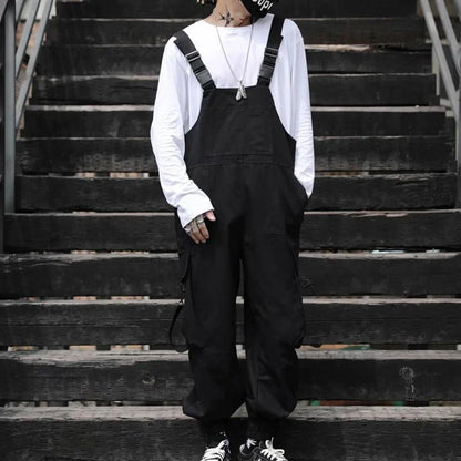 saferido Spring And Autumn Mens Casual High Quality Overalls American High Street Hip-Hop Fashion Solid Color Amei Khaji Overalls