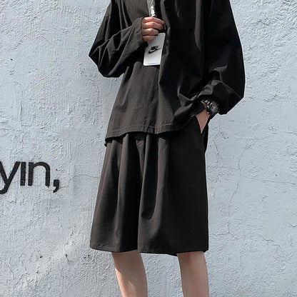 saferido Summer Suit Shorts Men Fashion Society Mens Dress Shorts Korean Loose Grey Black Casual Shorts Mens Office Formal Shorts M-2XL