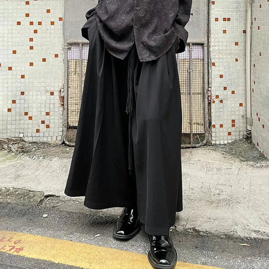saferido Mens Dark Knight Style Japanese Genderless Culottes New Necessities Couple Mid-Length Retro Loose Casual Solid Color Culottes