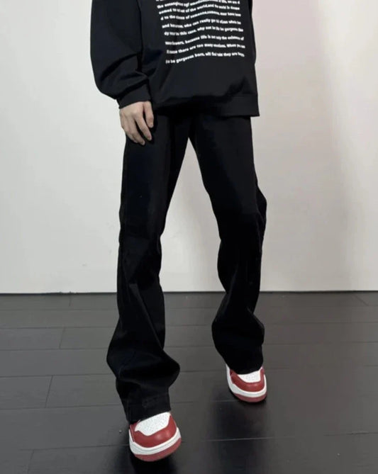 Flare Jeans Men American Slim Chic High Street Washed Hip Hop Denim Trousers All-match Harajuku Simple College Autumn Mopping