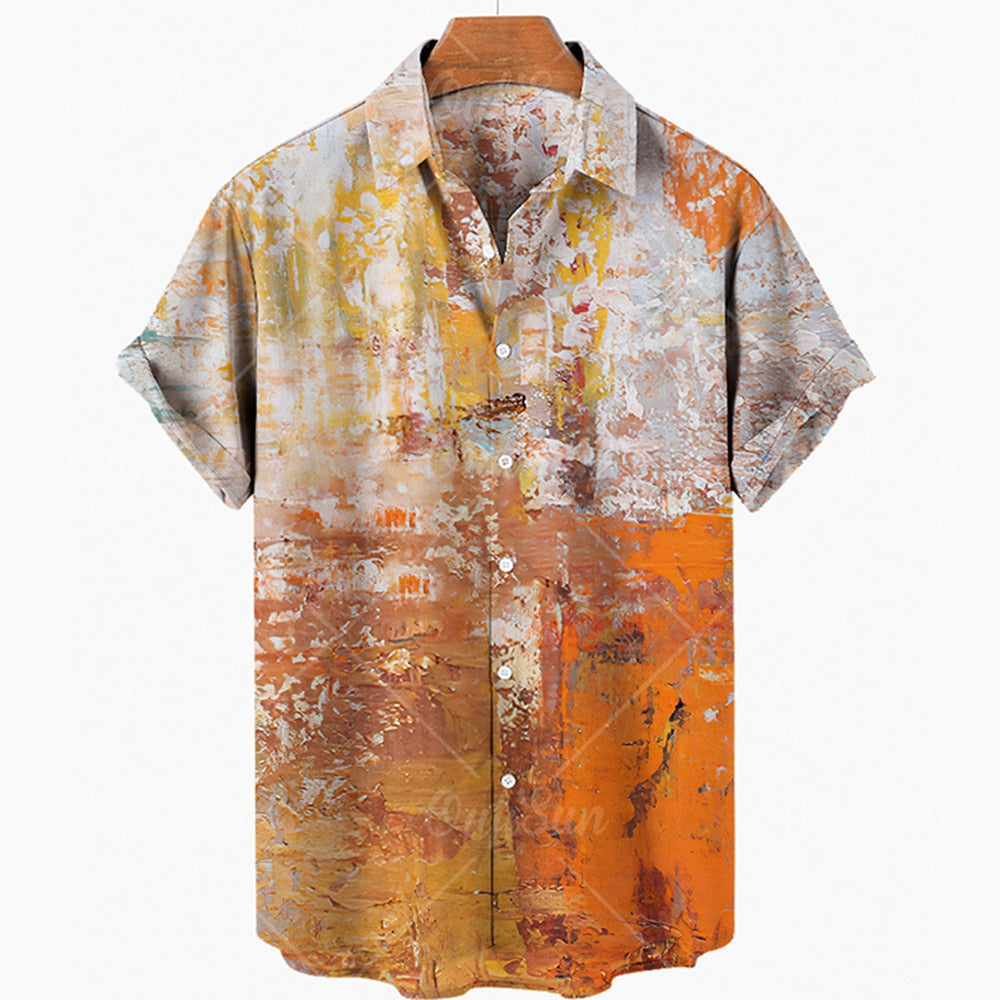 Mens Summer Hawaiian Beach Shirts 3D Printing Wind Luxury Designer Vintage Clothes Oversized Irregular Pattern Y2k Floral Punk
