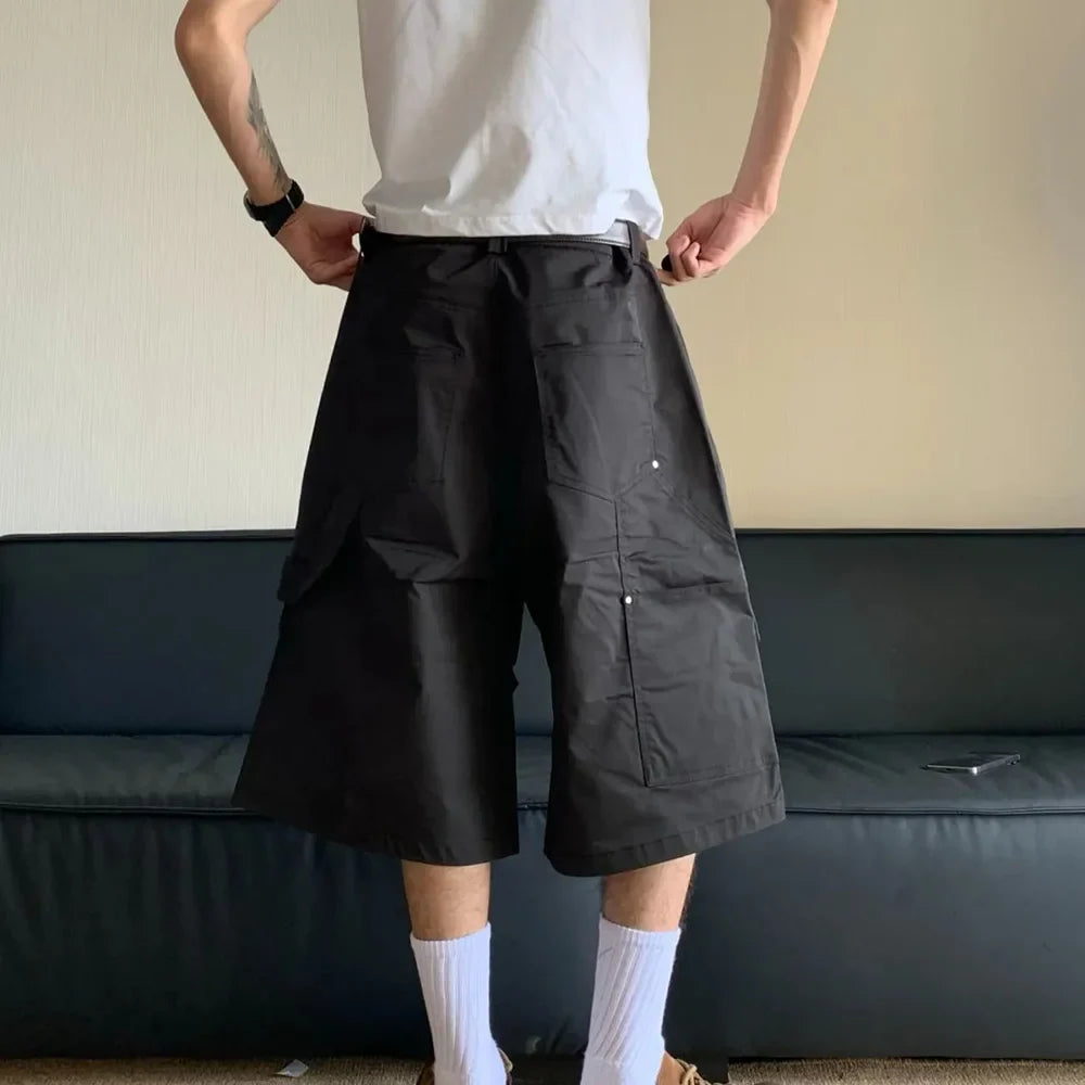 saferido Cropped Pants Summer American Retro Baggy 3d Cargo Capri Pants Hip-Hop Streetwear Trendy Casual Handsome Stylish Pants For Men