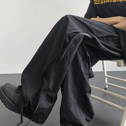 saferido Trendy Y2K Solid Cargo Pants Men's Multi Flap Pocket Trousers Loose Casual Outdoor Pants Harajuku Lightweight Cargo Pants