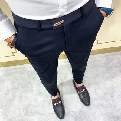 saferido  Men Gray Business Suit Pant Casual Formal Mens Dress Pants Spring Spring Pantalon Costume Slim Fit Suit Trousers 36