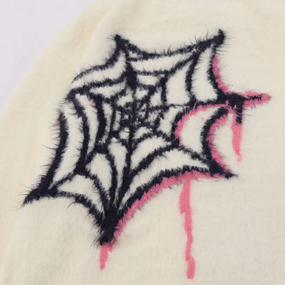 Star Spider Sweater Goth Punk Harajuku Hip Hop Streetwear Sweaters Men Fall Winter Oversized Knitted Jumper Pullover Black