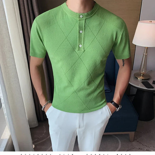 saferido  New Fashion Man Ice Silk Knitting Polo Shirt Casual Cotton  British Style Slim Men Short Sleeve High Quantity Polo Shirts