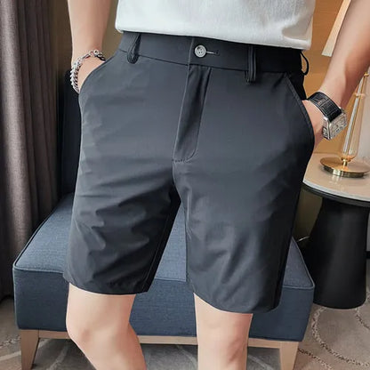 saferido Korean Style Men's Summer Casual Elastic Force Shorts/Male Slim Fit High Quality Business Thin Suit Shorts Plus size 29-36