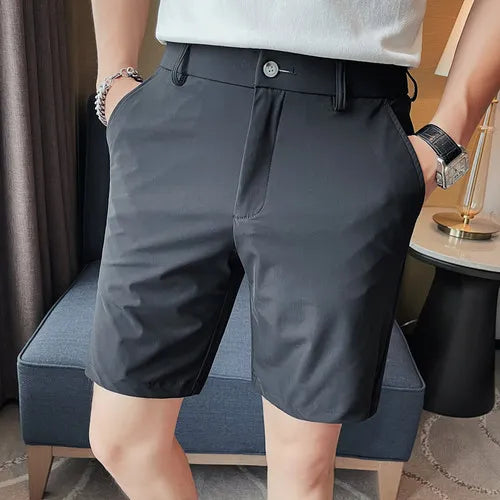 saferido Korean Style Men's Summer Casual Elastic Force Shorts/Male Slim Fit High Quality Business Thin Suit Shorts Plus size 29-36