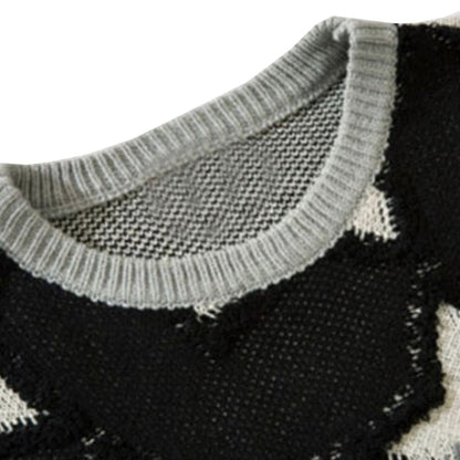 Vintage Five Pointed Star Sweater For Men Winter Retro Hip Hop Knitwear Pullover Knitted Streetwear Women Oversized Sweater