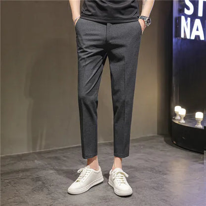 saferido British Style Summer Thin Business Dress Suit Pants Men Clothing Slim Fit Casual Office Trousers Formal Plus Size 28-38
