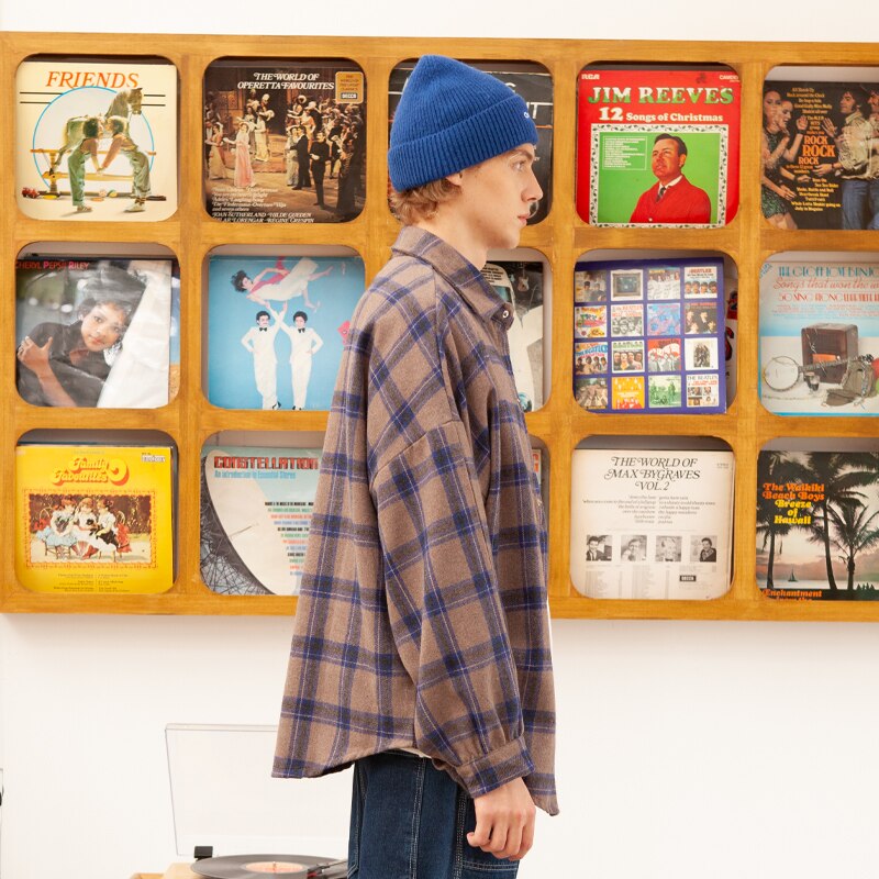 Flannel Harajuku Oversized Cotton Plaid Shirt  Korean Fashions Fleece Button Up Shirts Long Sleeve Vintage Blouses