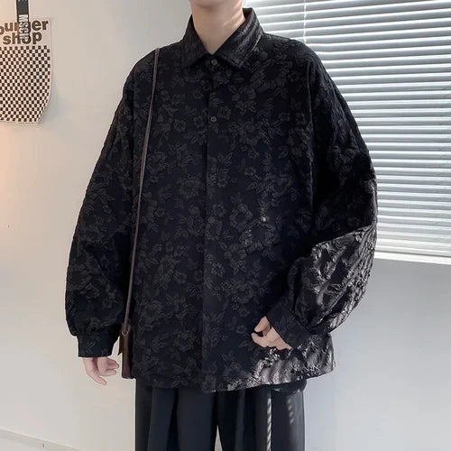 Shirts Men Autumn Design Long Sleeve Turn Down Collar All-match Loose Simple Harajuku Unisex Fashion Daily Clothing Minimalist