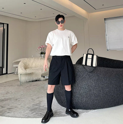 saferido Summer New Solid Color Personality Elegant Five-point Pants Niche Design Original Stylish Korean Men Street Shorts
